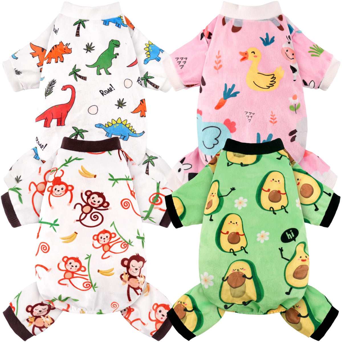 Baobicute pijamas para perros, paquete de cuatro, suave y cómodo para dormir
