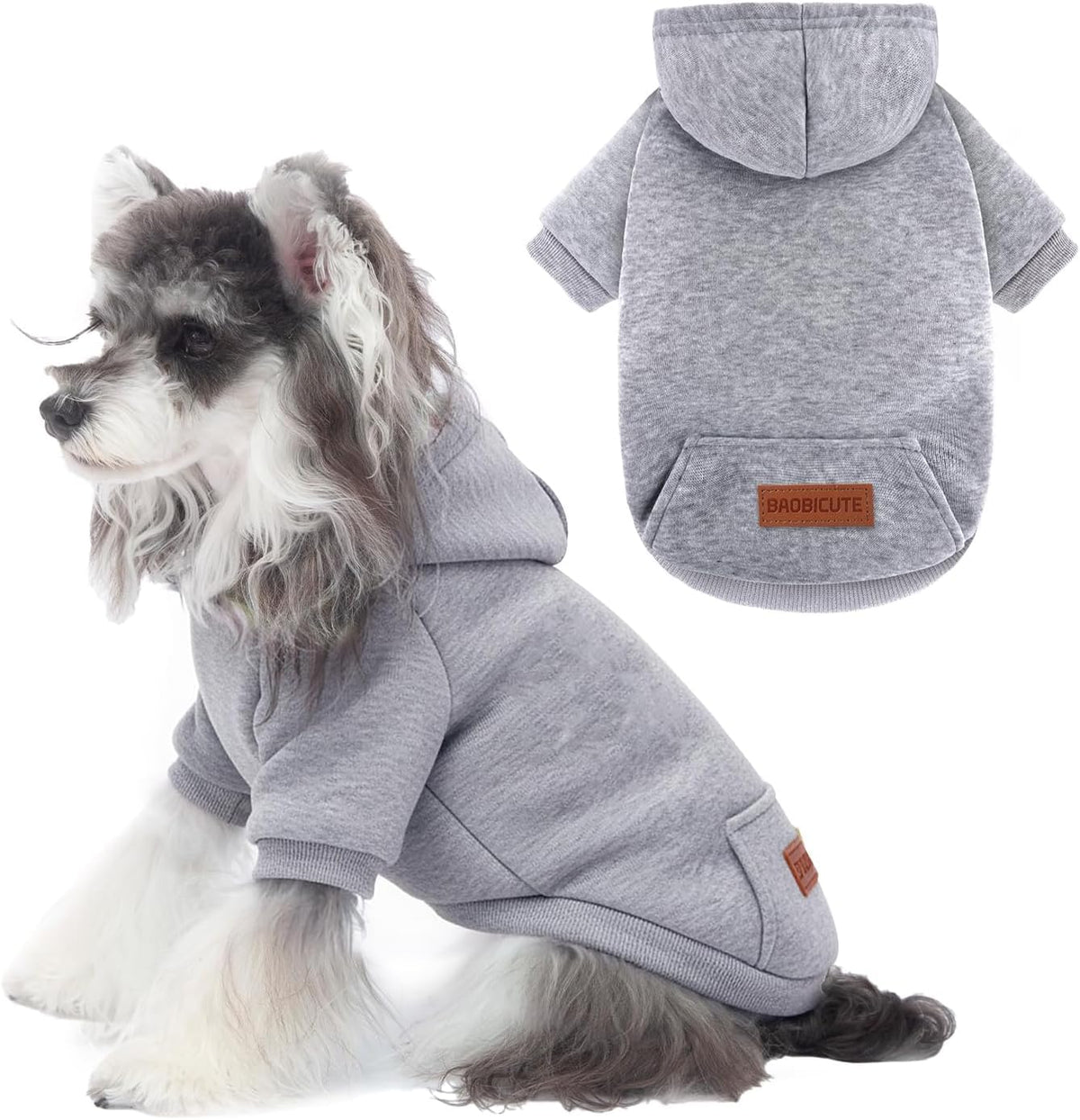 Baobicute sudadera para perro con capucha a juego, ideal para paseos fríos.