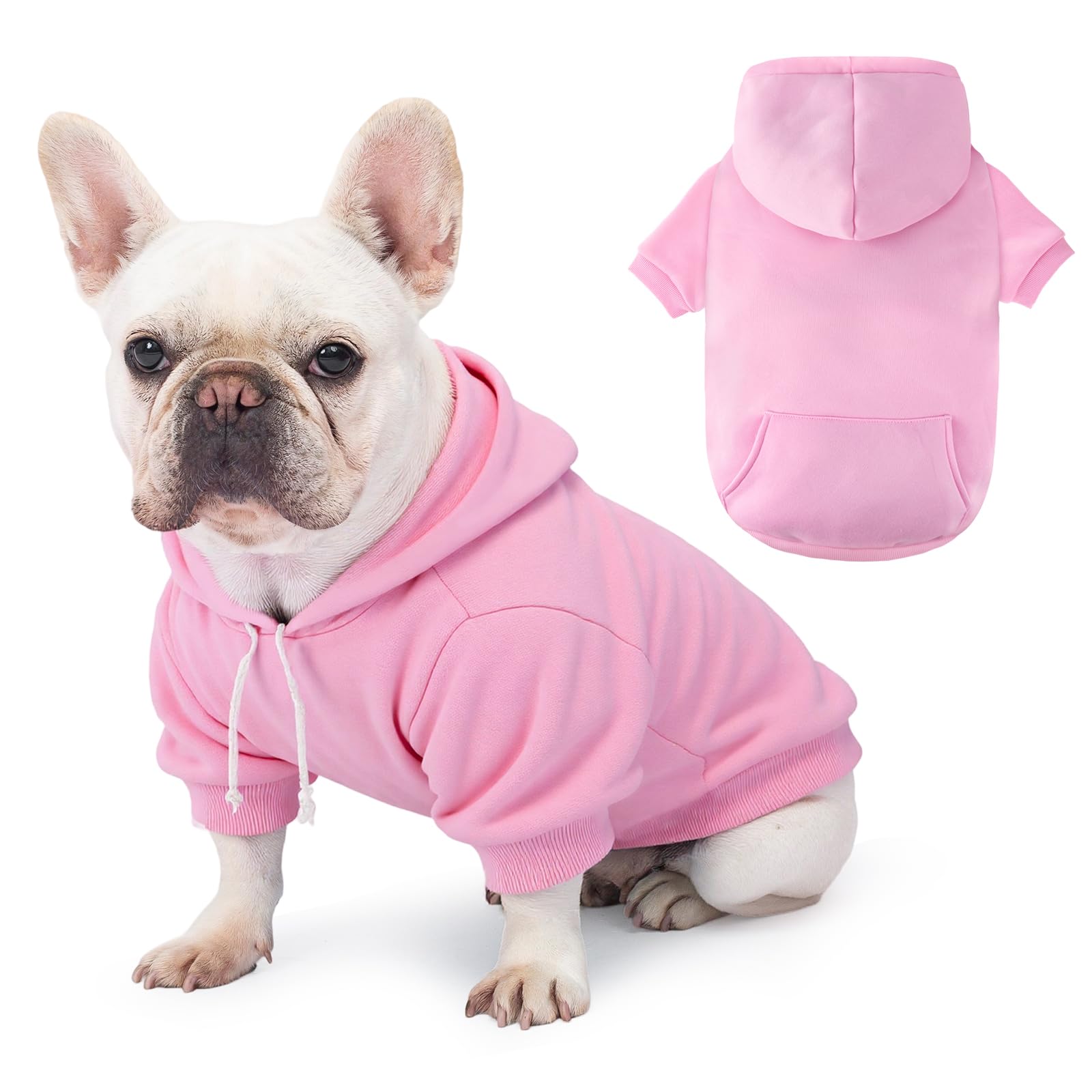 BAOBICUTE sudadera para perro capucha rosa, abrigo cálido para paseos fríos