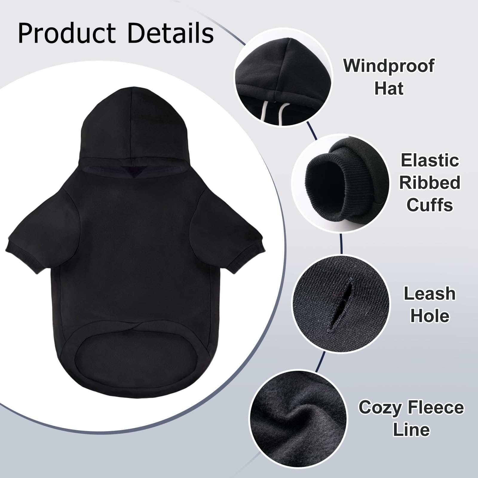 Baobicute sudadera para perro, vista trasera, mantiene cálido el torso durante caminatas.