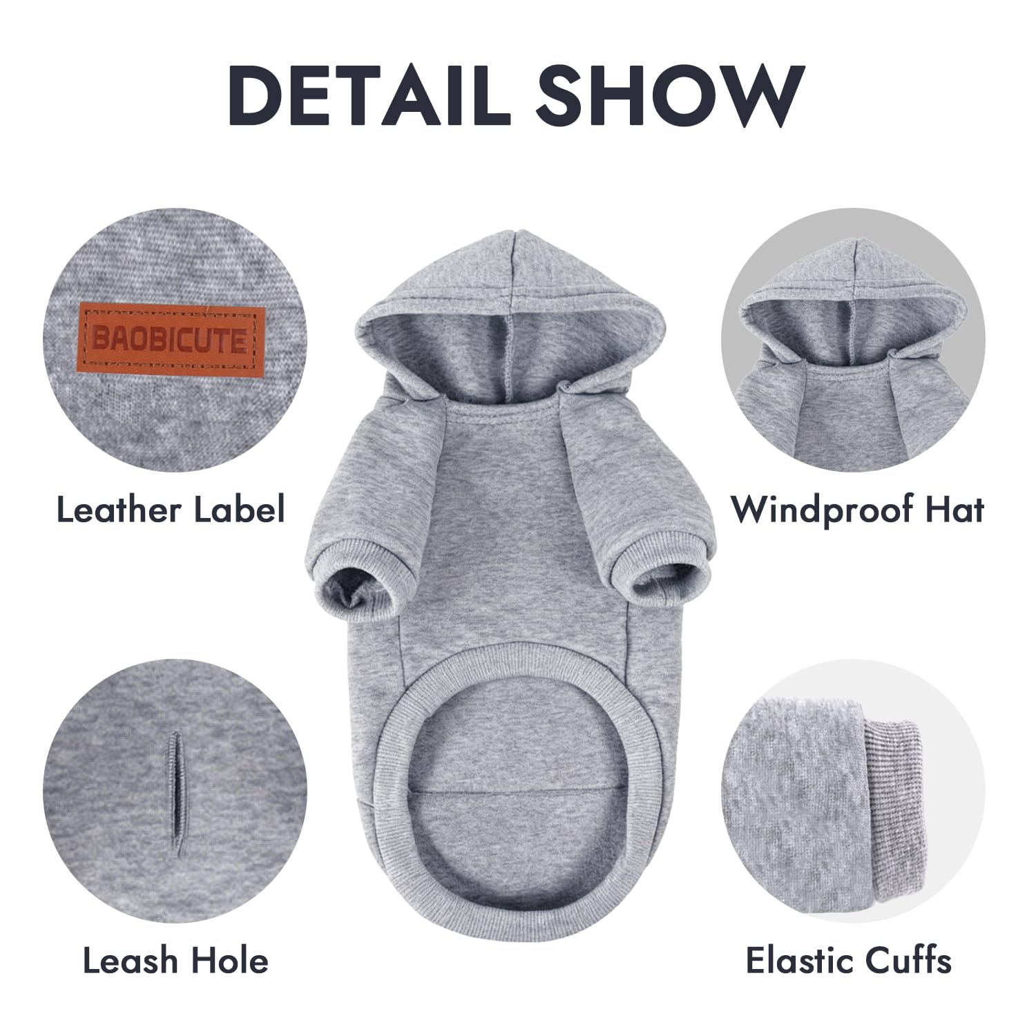 Baobicute sudadera para perro con forro felpa denso para mayor comodidad
