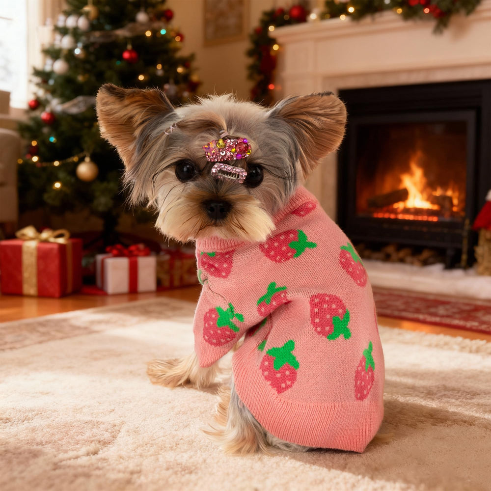 Baobicute sudadera perro fresa patrón, diseño adorable para salidas diarias