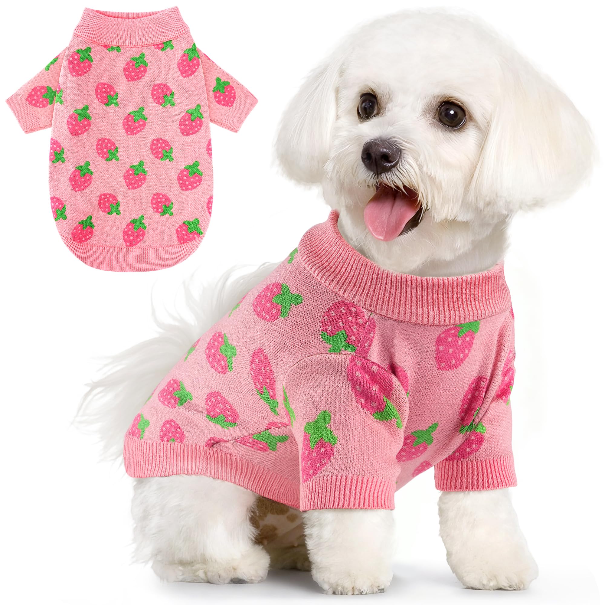 Baobicute sudadera perro fresa frente, mantiene caliente a tu mascota durante paseos fríos
