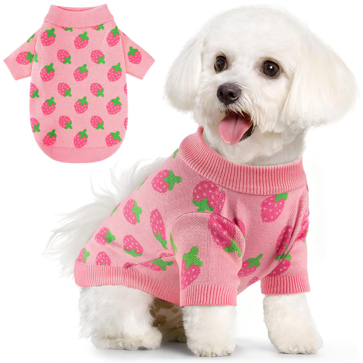 Baobicute sudadera perro fresa frente, mantiene caliente a tu mascota durante paseos fríos