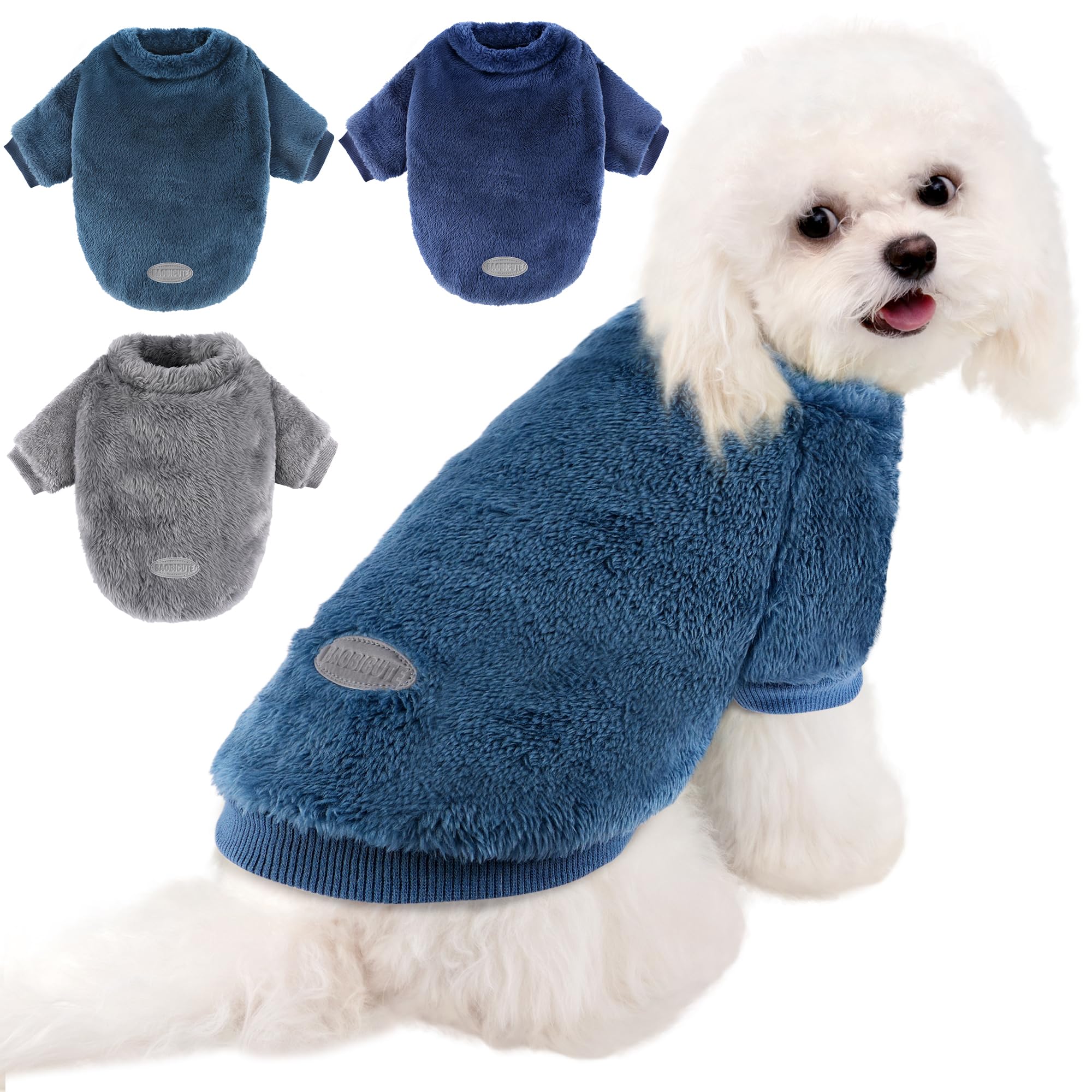 Baobicute suéter para perro pequeño, textura felpa coral para suavidad y calor.
