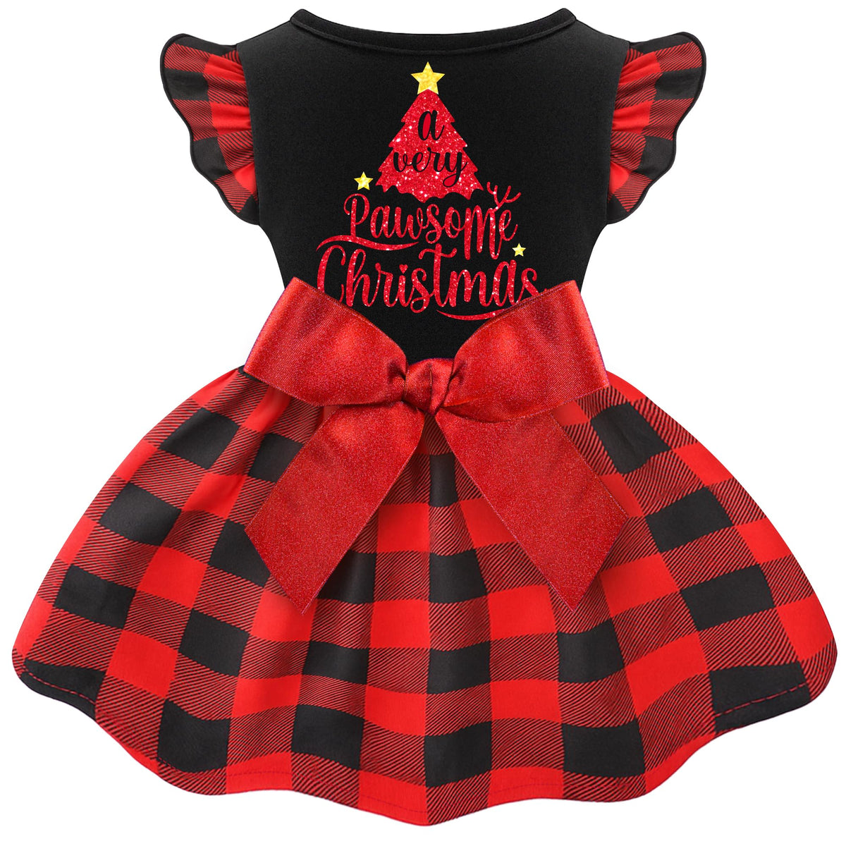 Baobicute vestido navideño para perro con volantes y lazo, ideal para fiestas