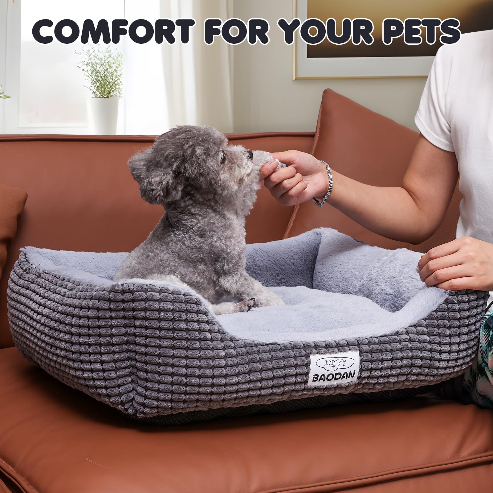 Baodan cama con funda lavable, fácil de limpiar para dueños ocupados.