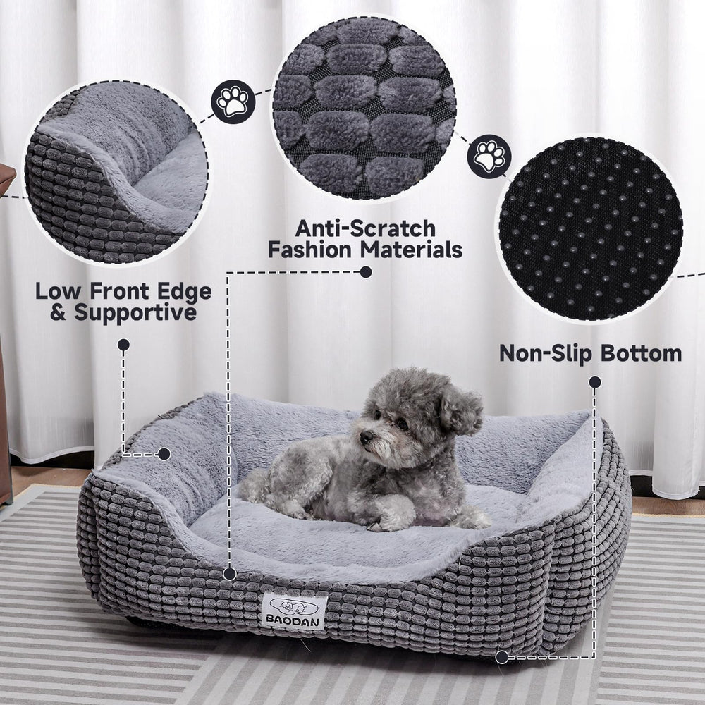 Baodan cama tejida en plush suave para sensación calmante.