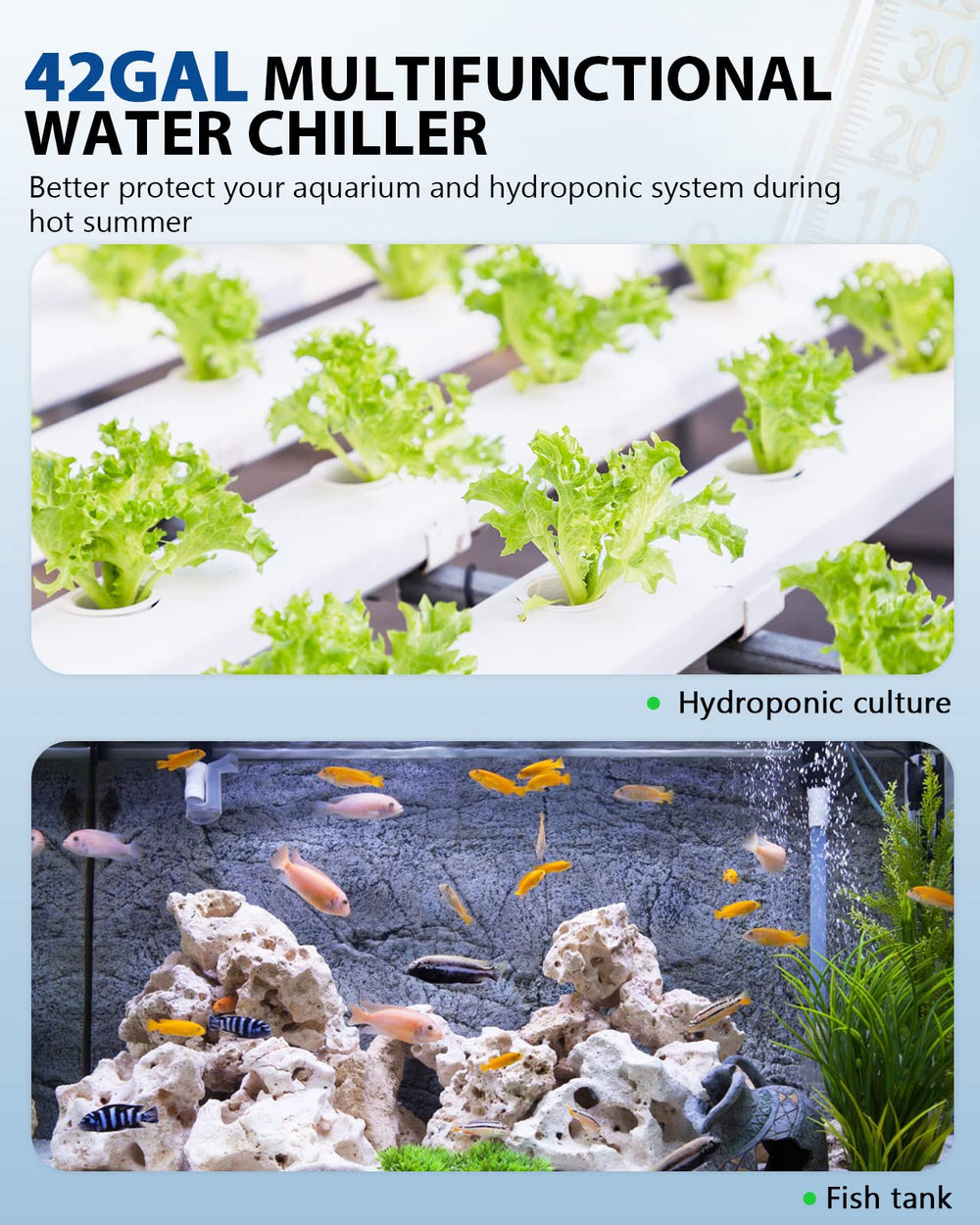 BAOSHISHAN Enfriador compacto para acuario, diseño silencioso y fácil de integrar.