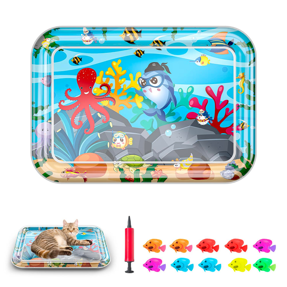 Baoyemes mat juego gato con pez flotante, fomenta la caza natural y juego activo.