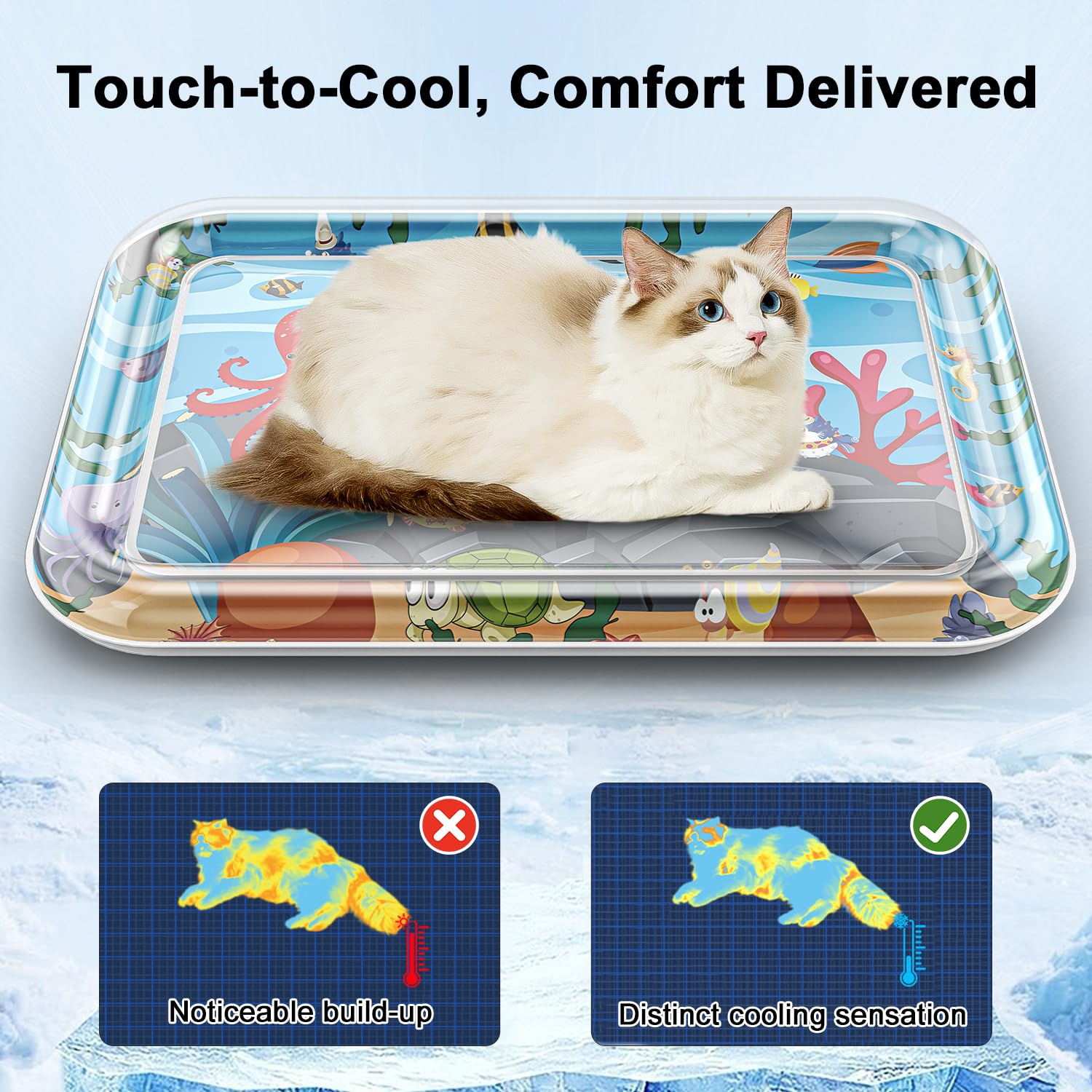 Baoyemes mat pulpo cuadrado, diseño marino para gatos curiosos.