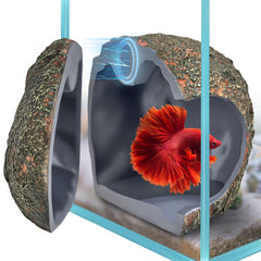 BaoZqua 3ª Gen Cueva Magnética en acuario, refugio cómodo para peces tímidos.