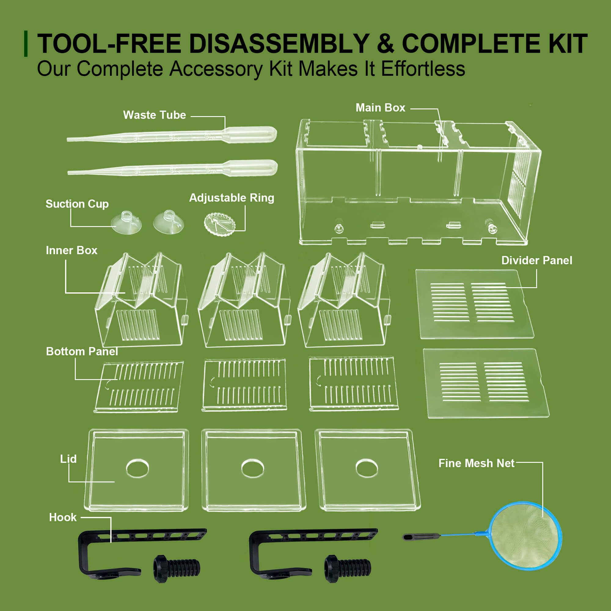 BaoZqua kit de accesorios con pipetas y red para cría