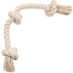 Barida cuerda para perro blanca de algodón natural, ideal para dientes sanos y juego seguro.
