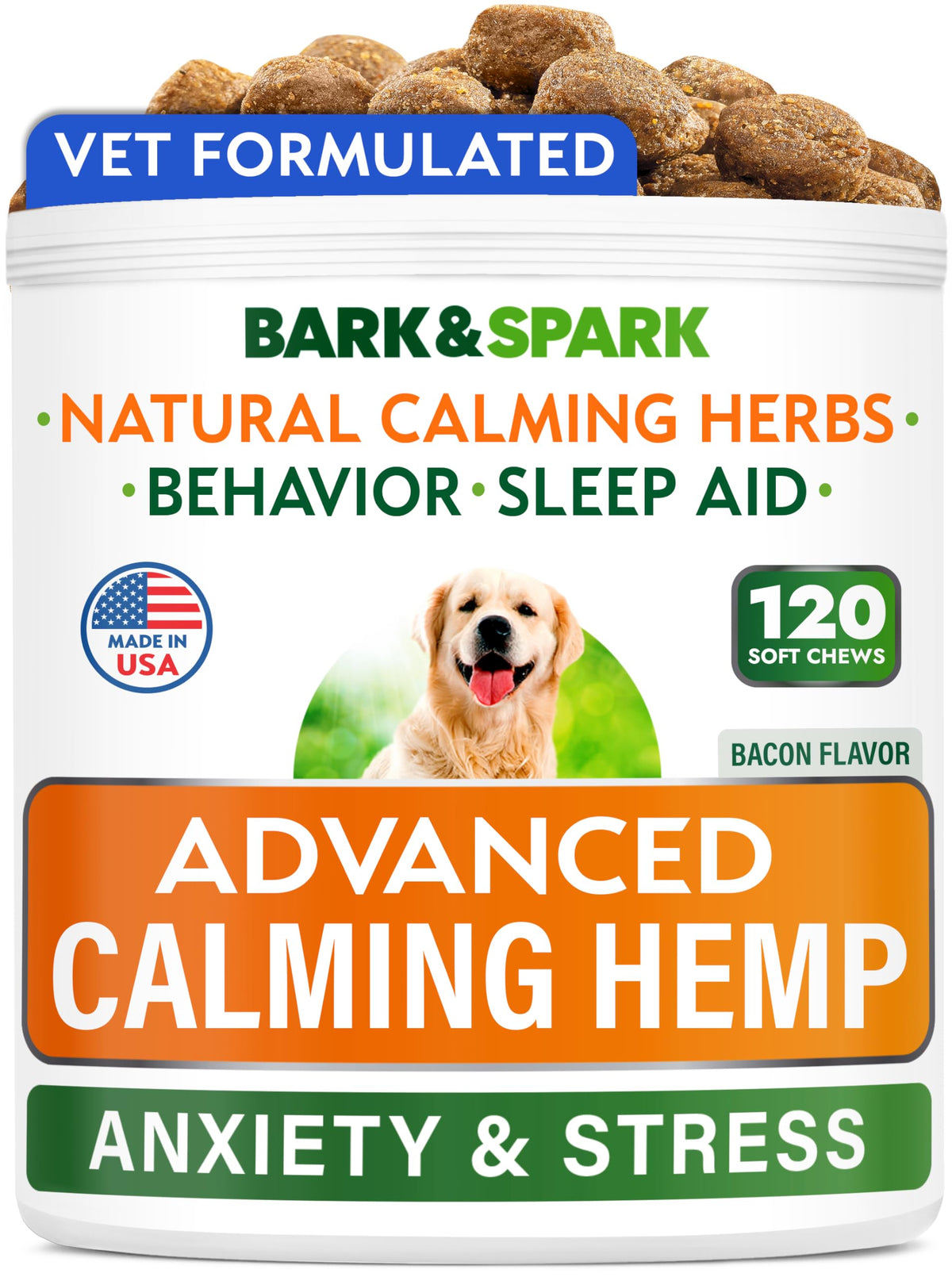 BARK&SPARK masticables calmantes empaque visible para tranquilidad diaria del perro