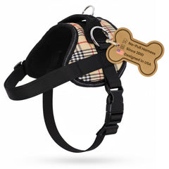 Arnés Bark Appeal no tira marrón a cuadros, ideal para paseos diarios.