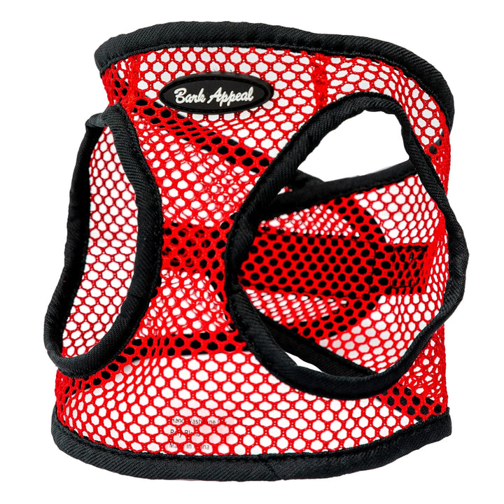 Arnés Bark Appeal paso-malla-roja para perros pequeños, cómodo y seguro durante paseos.