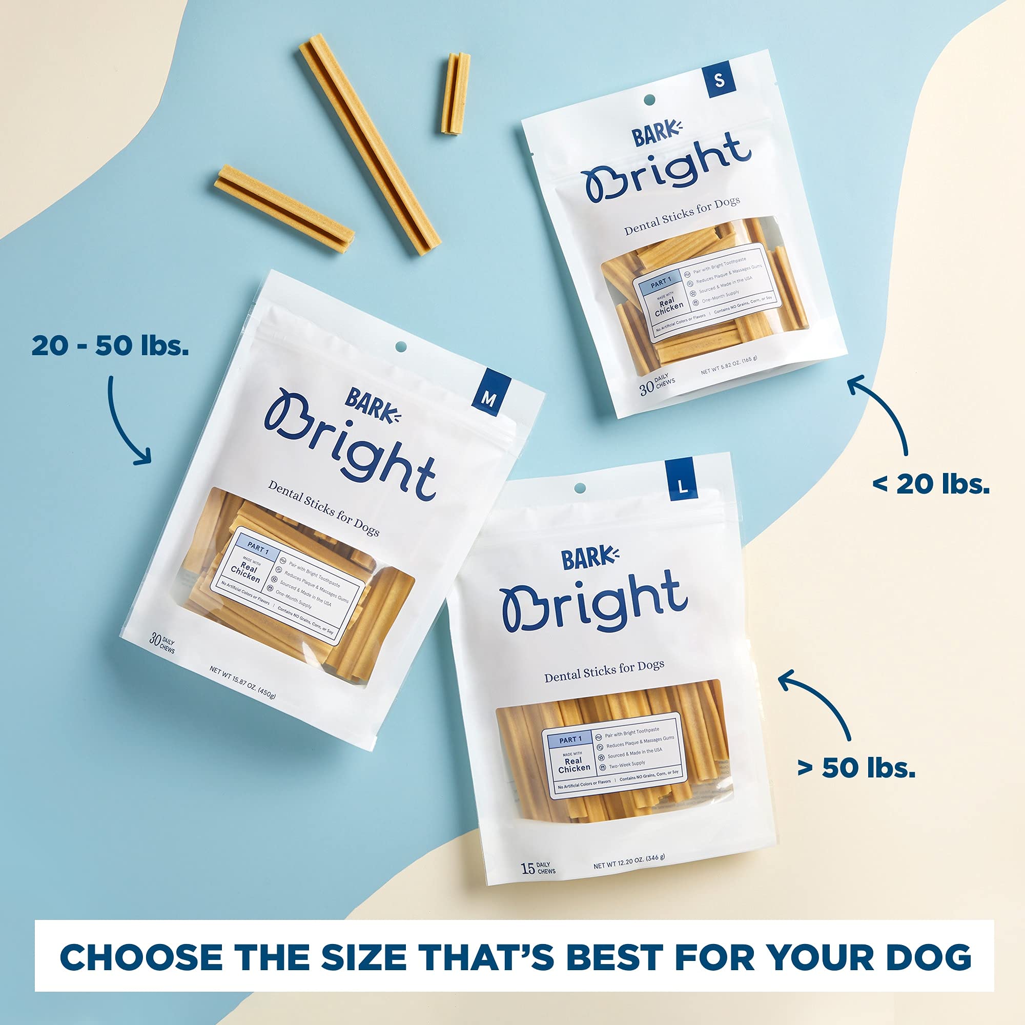 Paquete Bark Bright de 30 unidades para perros de hasta 20 lb.
