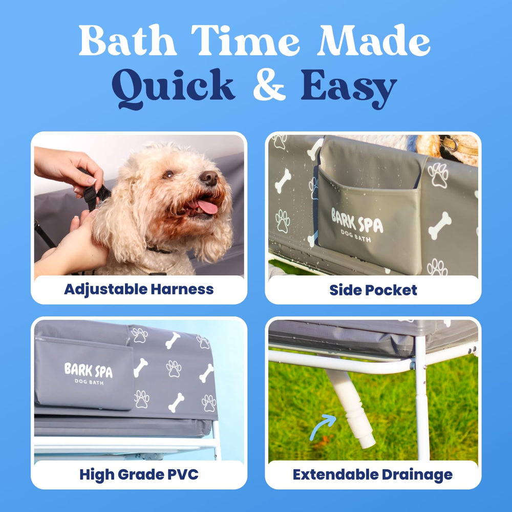 Bark Spa: kit de cepillo suave y toalla para secado rápido.