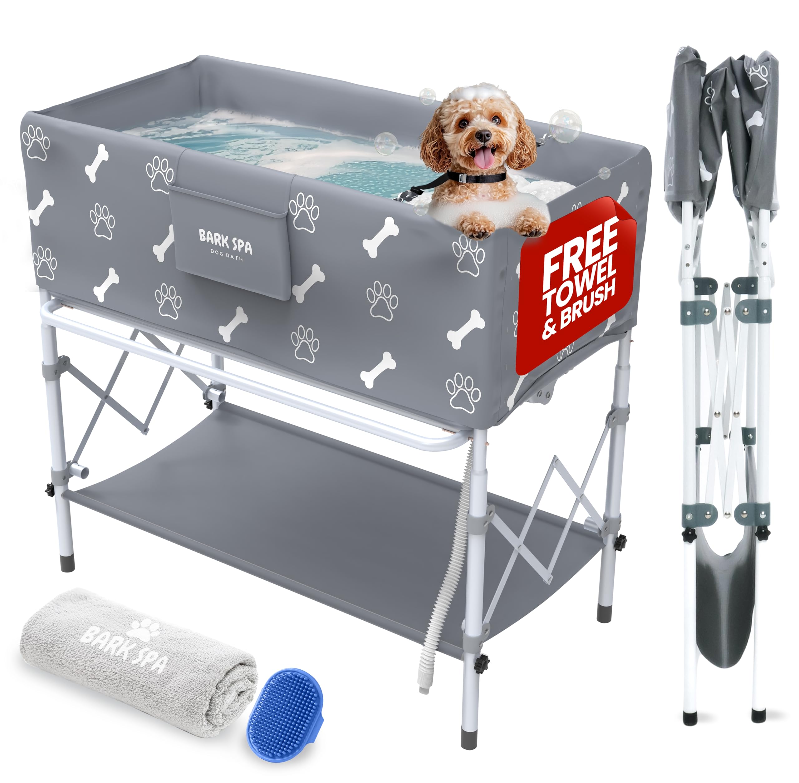 Bark Spa: tina para perro elevada, lavado cómodo desde cualquier ángulo.