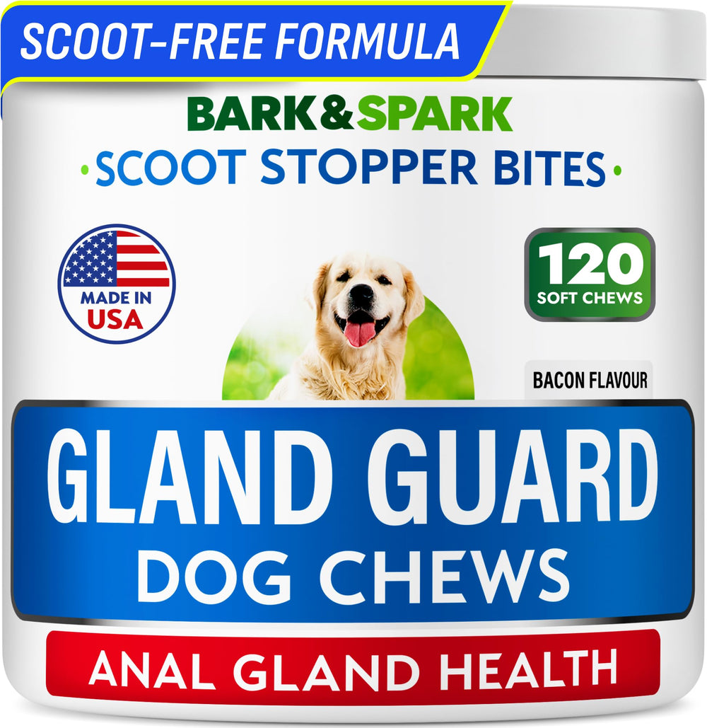 BARK&SPARK envase de golosinas para glándulas anales, fácil de entregar como snack.
