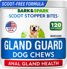 BARK&SPARK envase de golosinas para glándulas anales, fácil de entregar como snack.