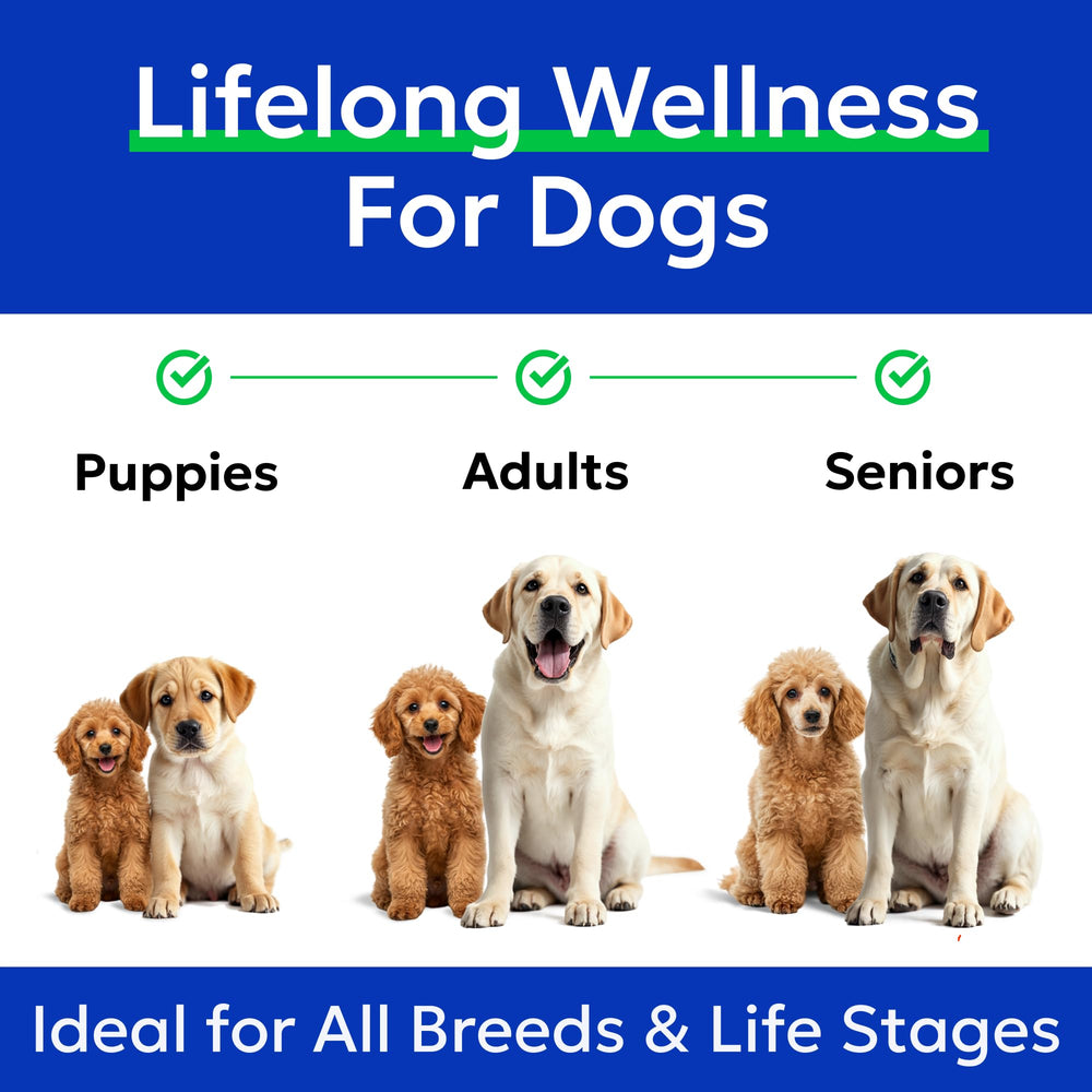 Fórmula con DHA y EPA para nutrientes esenciales en perros de todas las edades.