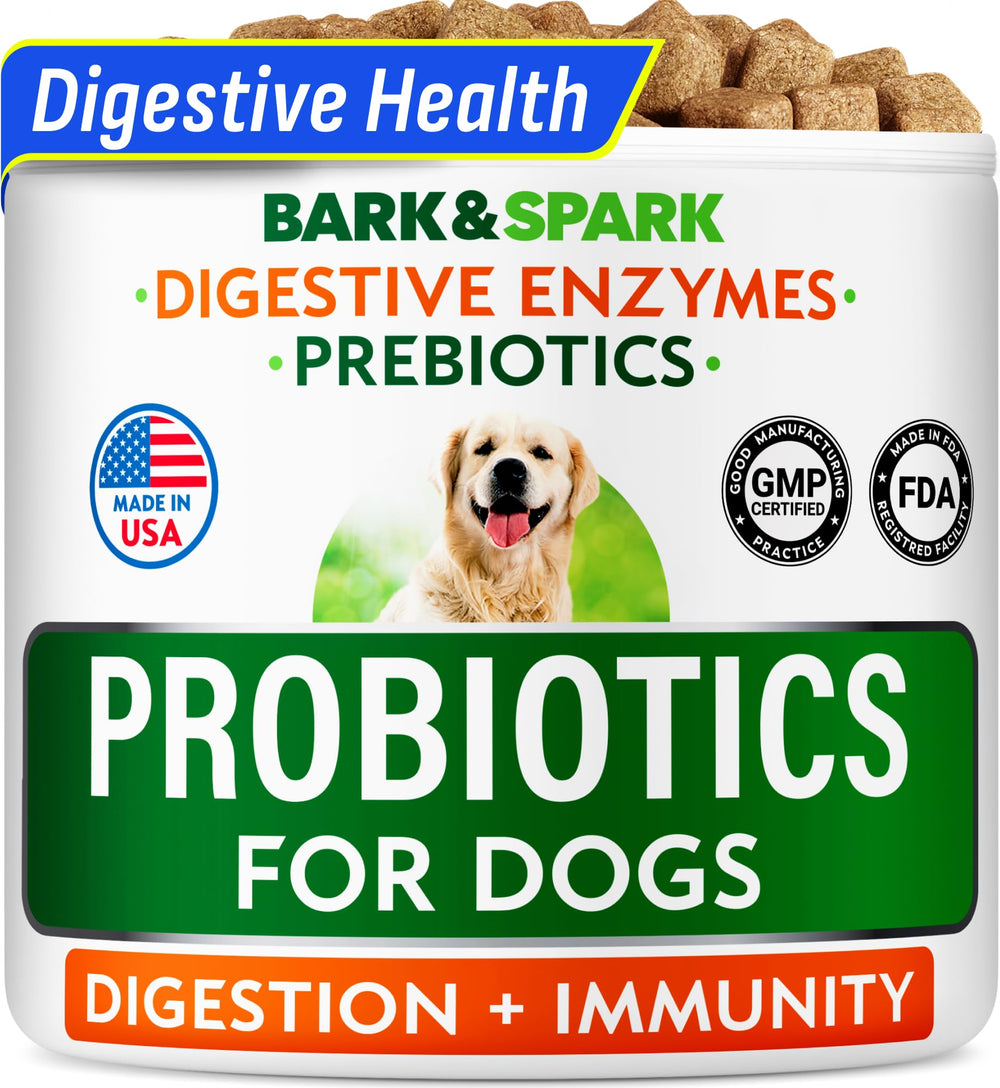 BARK&amp;SPARK probióticos para perros: empaque visible para digestión diaria.