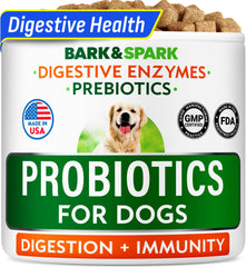 BARK&amp;SPARK probióticos para perros: empaque visible para digestión diaria.
