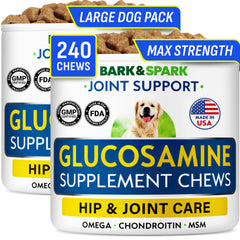 BARK&SPARK glucosamina y condroitina para perros grandes, apoyo a la movilidad diaria