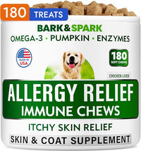BARK&SPARK, gomitas para alergia en perro, bote de 180, apoyo para la piel.