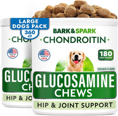 BARK&SPARK Glucosamina y Condroitina para perros, envase 360, movilidad mejorada