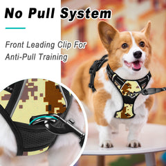 BARKBAY arnés camuflaje desierto con ajustes de 4 puntos para ajuste personalizado.