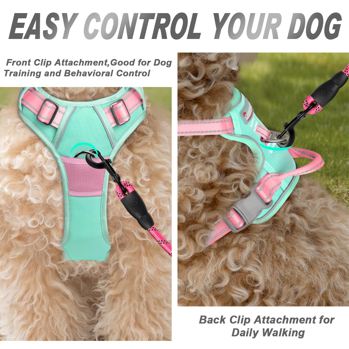 Arnés Barkbay con acolchado anti rozaduras para mayor comodidad en caminatas largas.