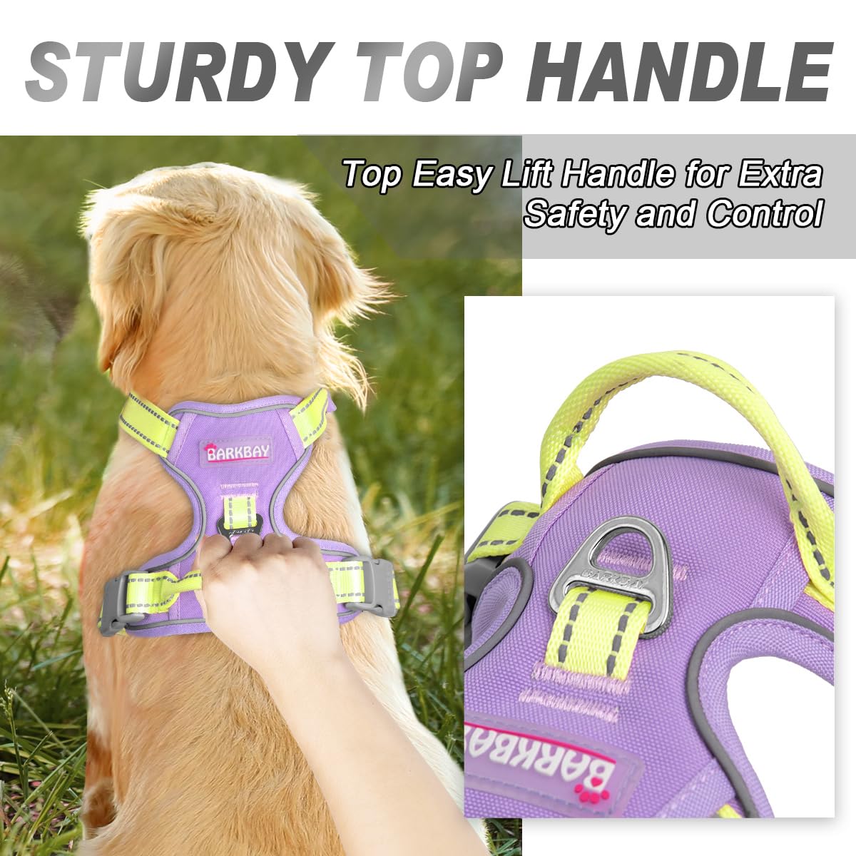 BARKBAY arnés con mango superior para un control firme.