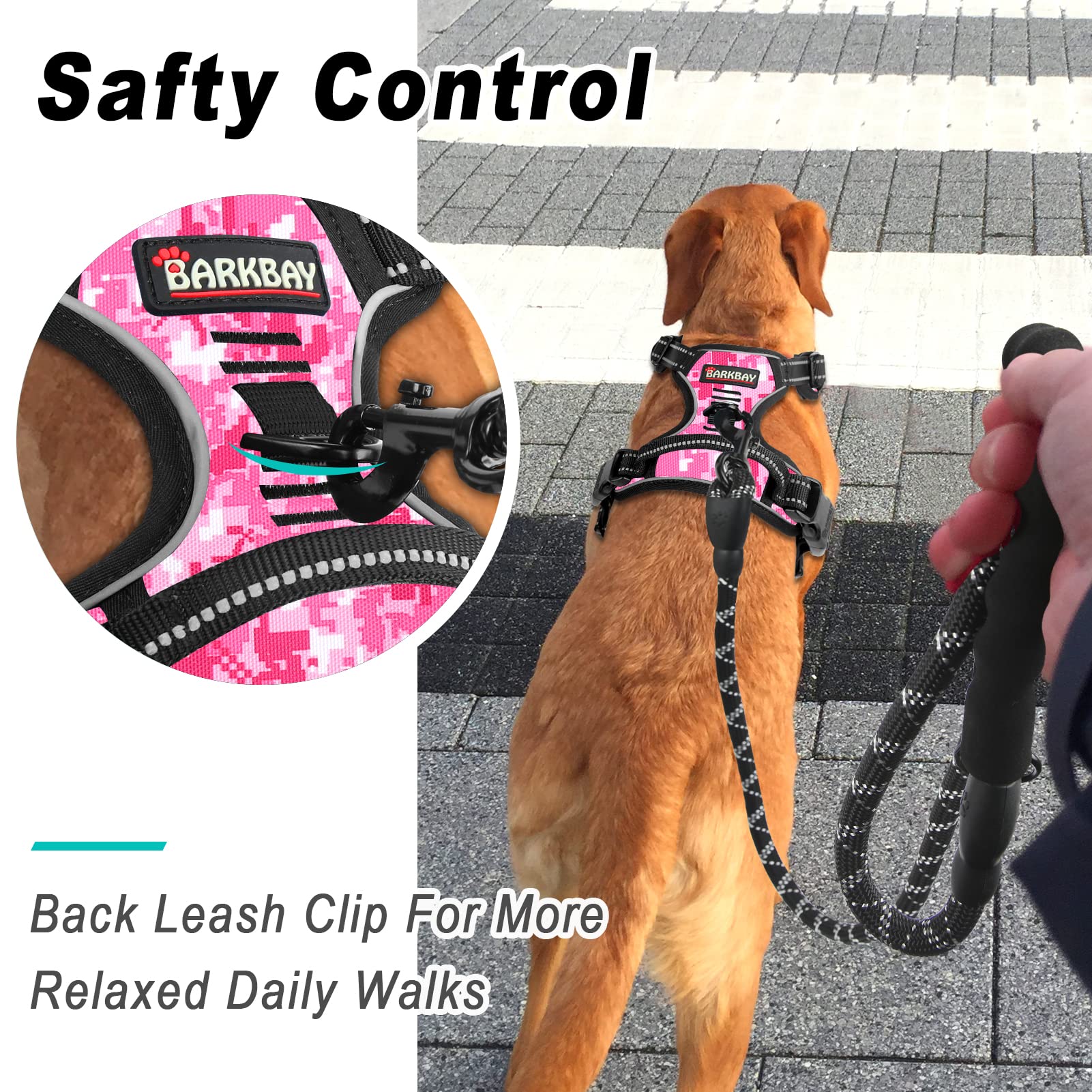 Arnés Barkbay con manija de control trasera para manejo seguro