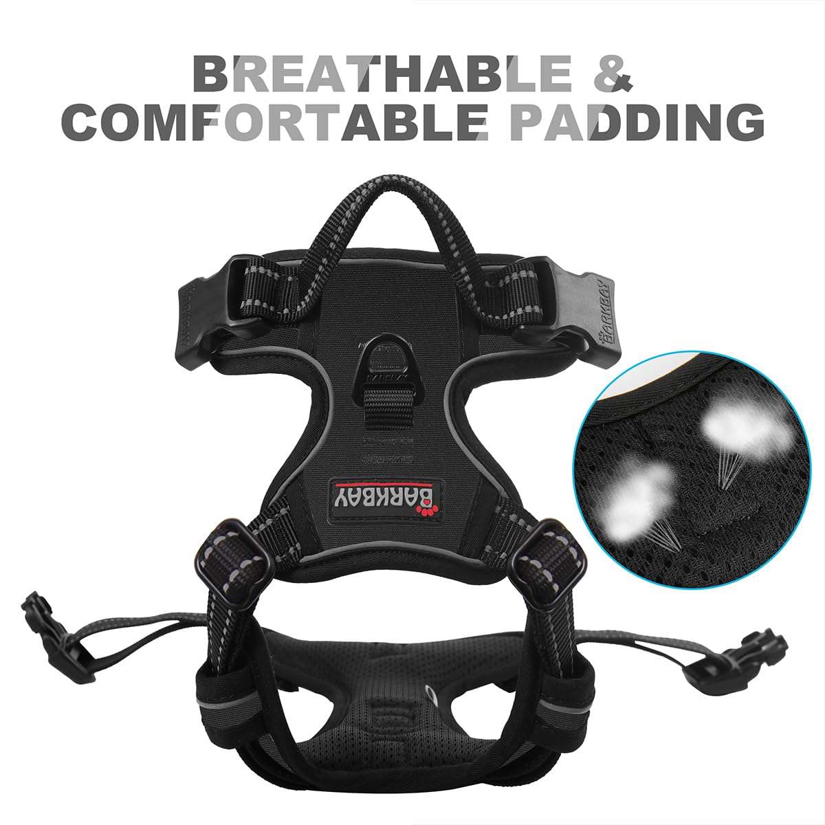 Nylon ligero y suave BarkBay reduce rozaduras en perros grandes.