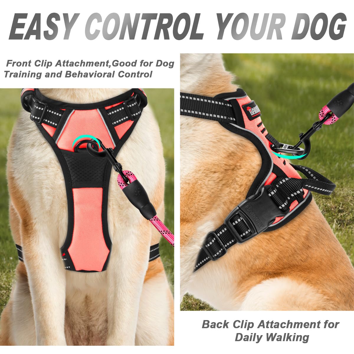 Arnés BarkBay en nylon ligero y acolchado anti rozaduras para mayor comodidad