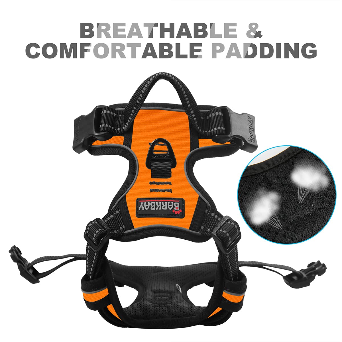 BARKBAY arnés acolchado anti rozaduras para caminatas cómodas.