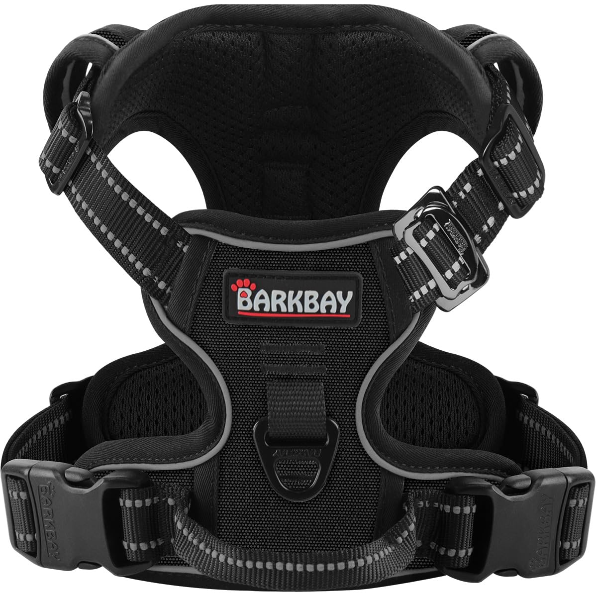 Arnés BARKBAY para perro grande, sin tirones y tres hebillas, ideal para paseos.