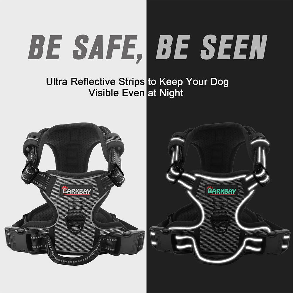 BARKBAY arnés-reflectante mejora la visibilidad en la oscuridad para paseos seguros.