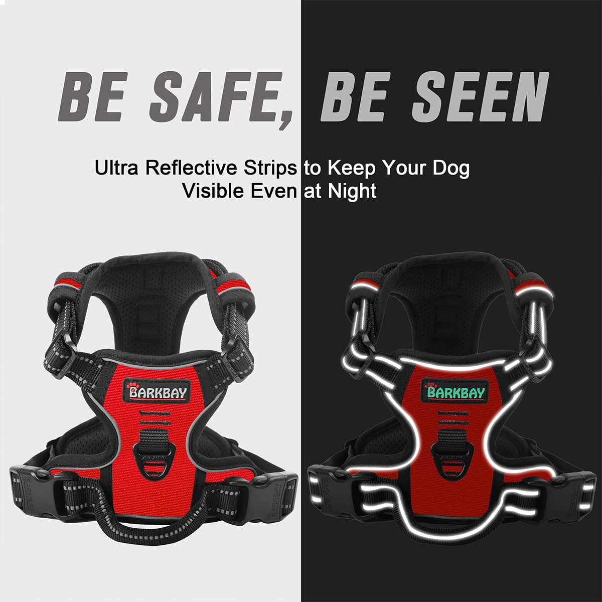 BARKBAY Reflectivo rojo aumenta visibilidad nocturna para seguridad.