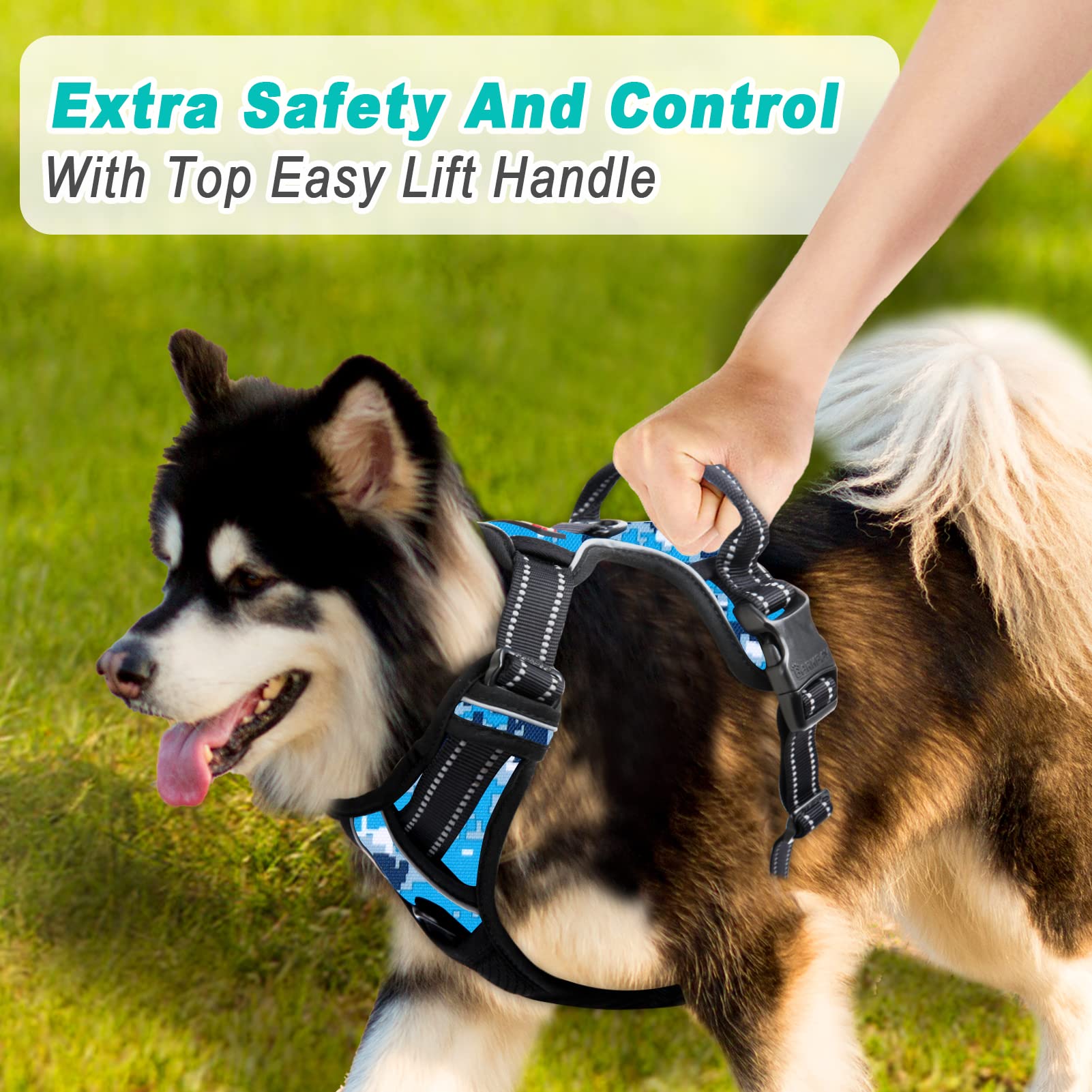 BarkBay arnés de tamaño grande para perros activos y resistentes.