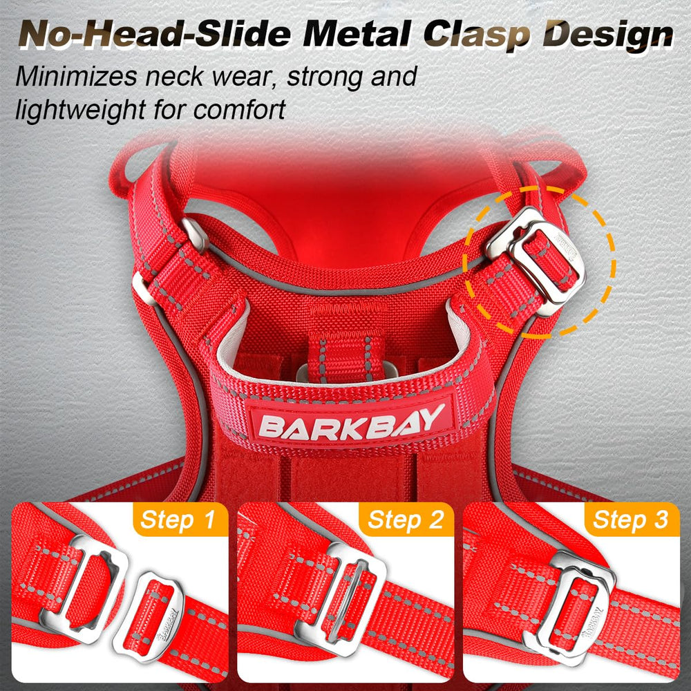 BARKBAY chaleco táctico, vista trasera, ajuste seguro y cómodo para perros grandes.