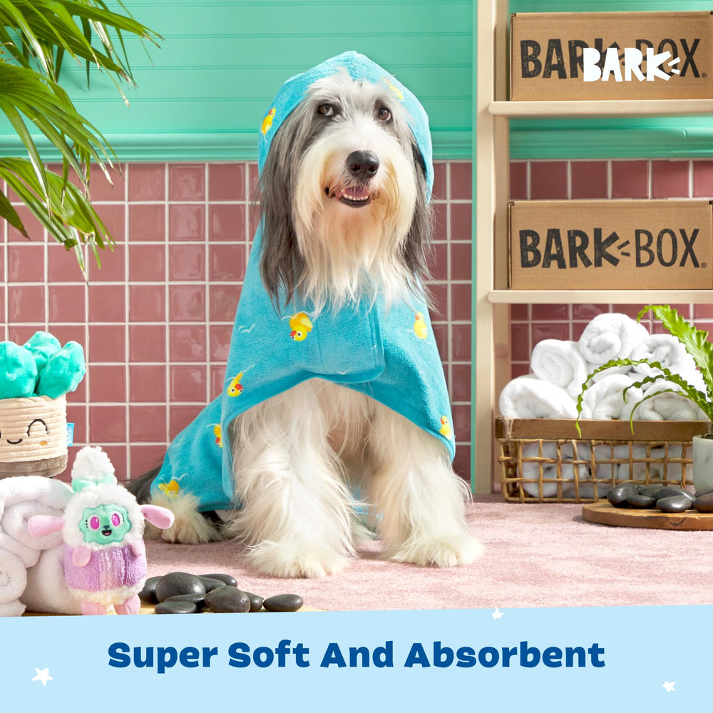 Textura-toalla-microfibra BarkBox ofrece absorción rápida y suavidad.