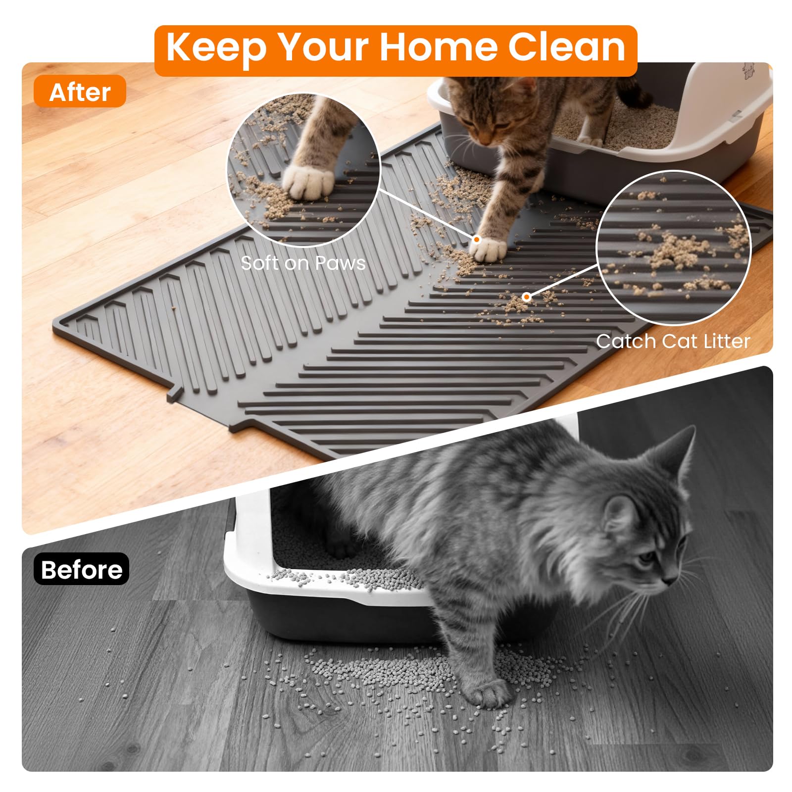 Barkitty alfombra gris 34x22, superficie suave para las patas.