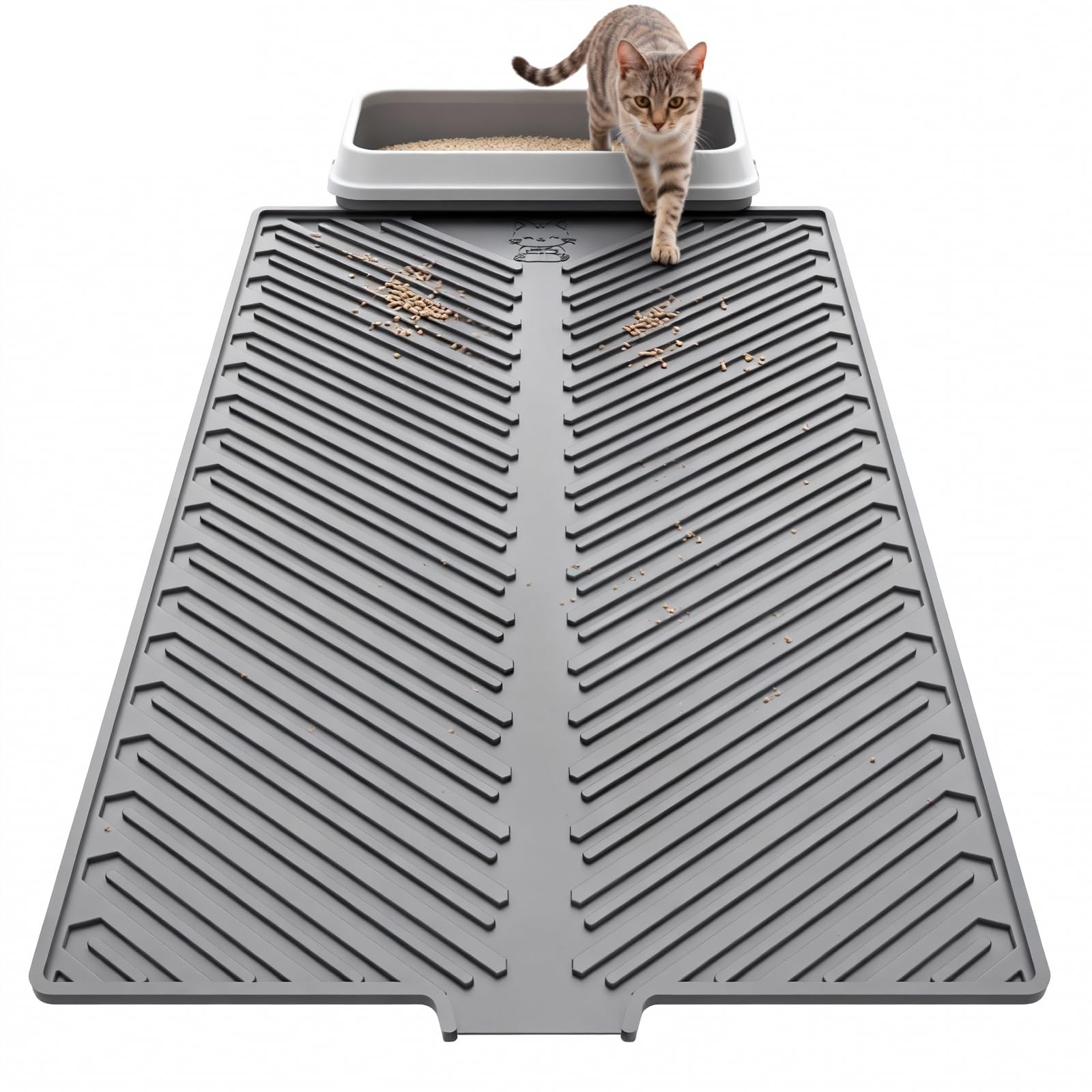 Barkitty alfombra arena gatos gris canales, reduce dispersión de arena.