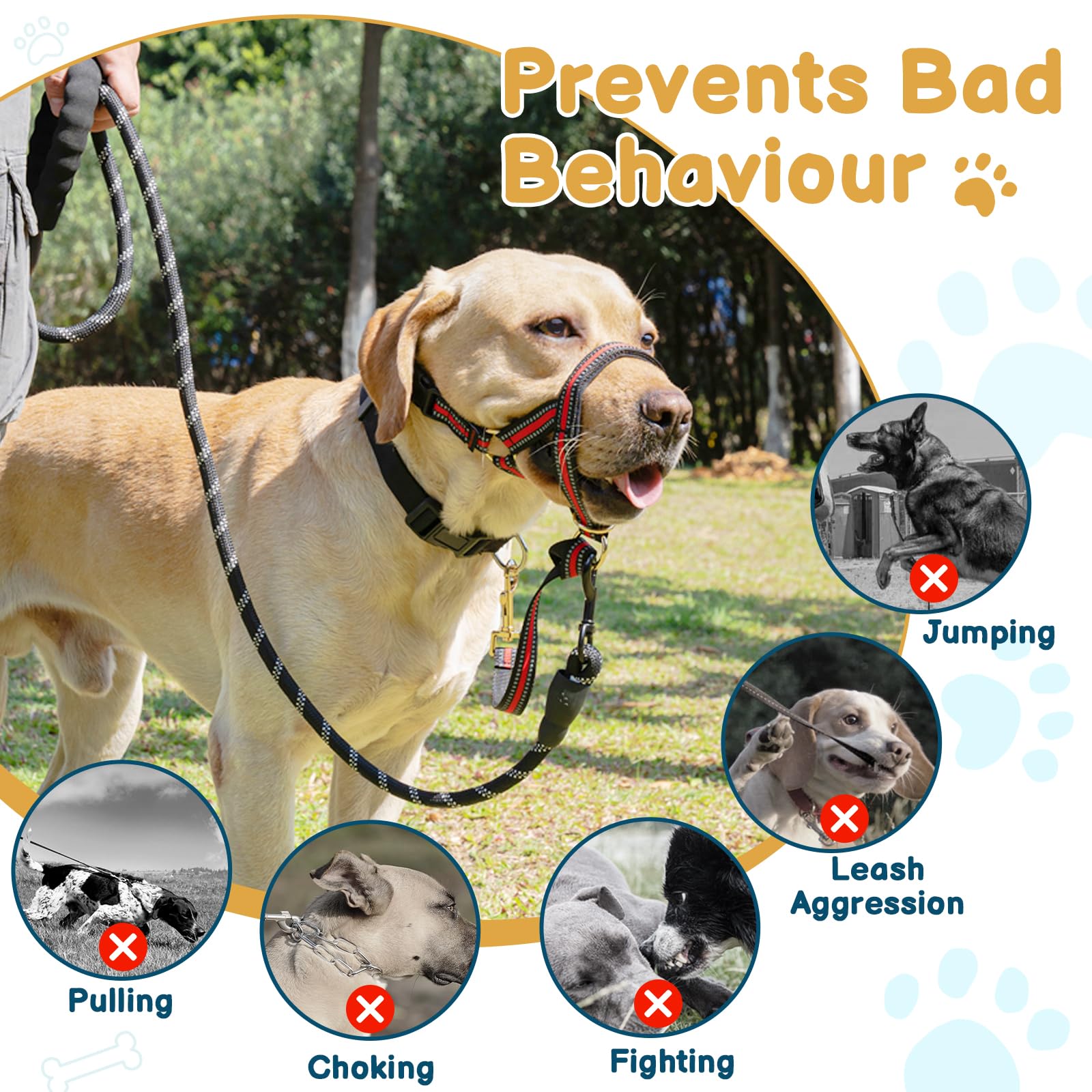 BARKLESS arnés de cabeza cómodo para paseos tranquilos y sin tirones.