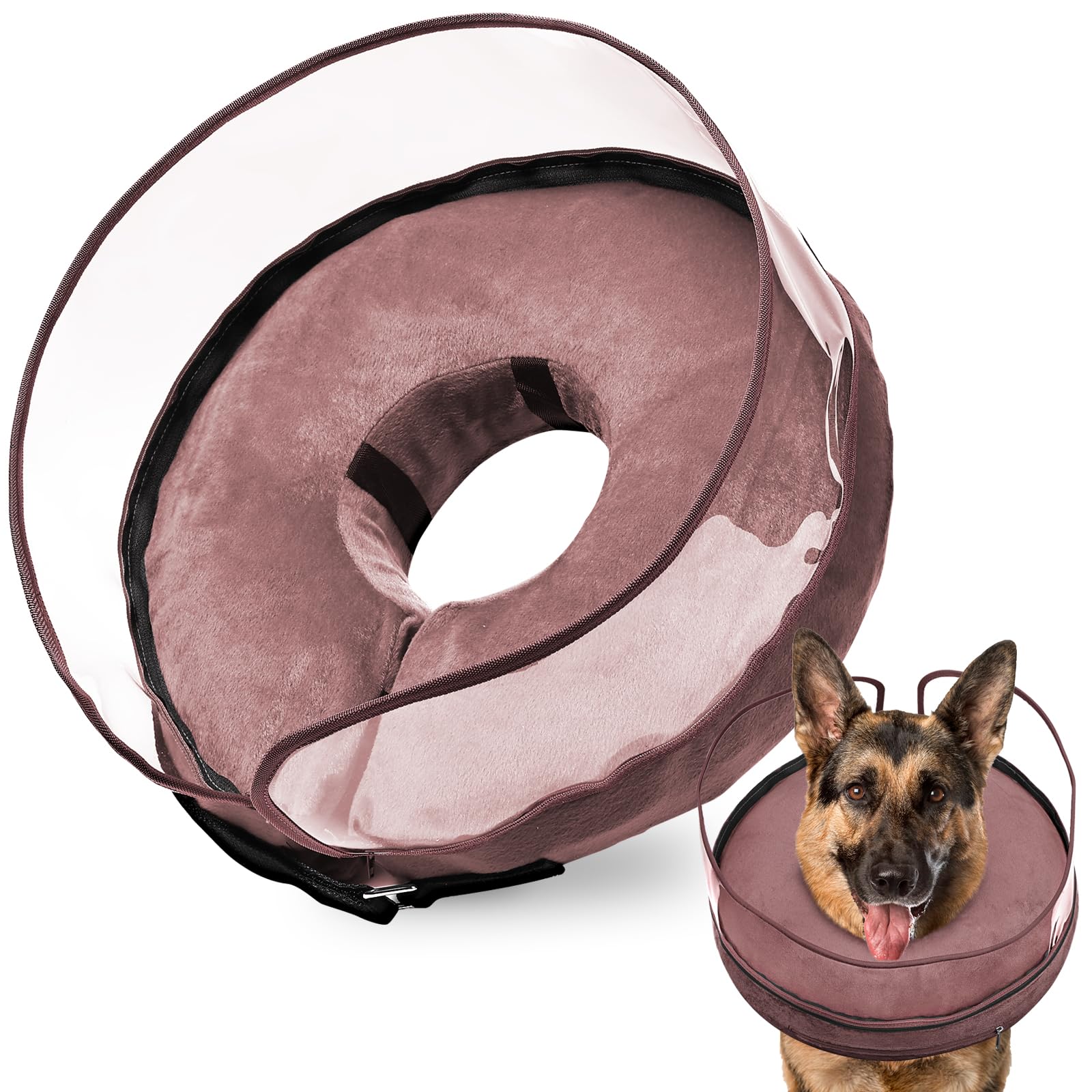 BARKLESS collar inflable con forma de dona para perro grande protege heridas.