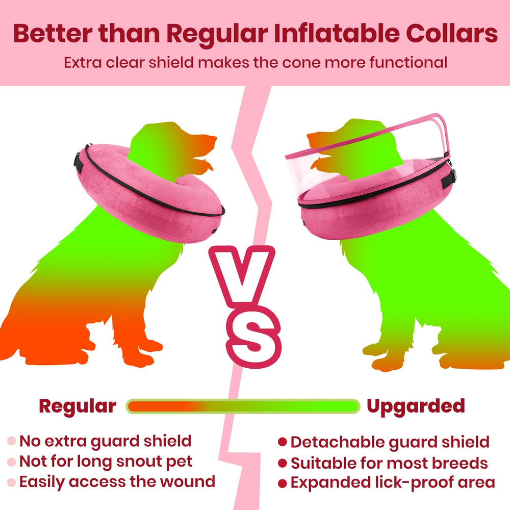 BARKLESS cono con escudo rosa, vista del escudo desmontable para mayor protección